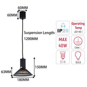Modern Matte Black Disc Shade Pendant Light, 1 to 8-Light E14