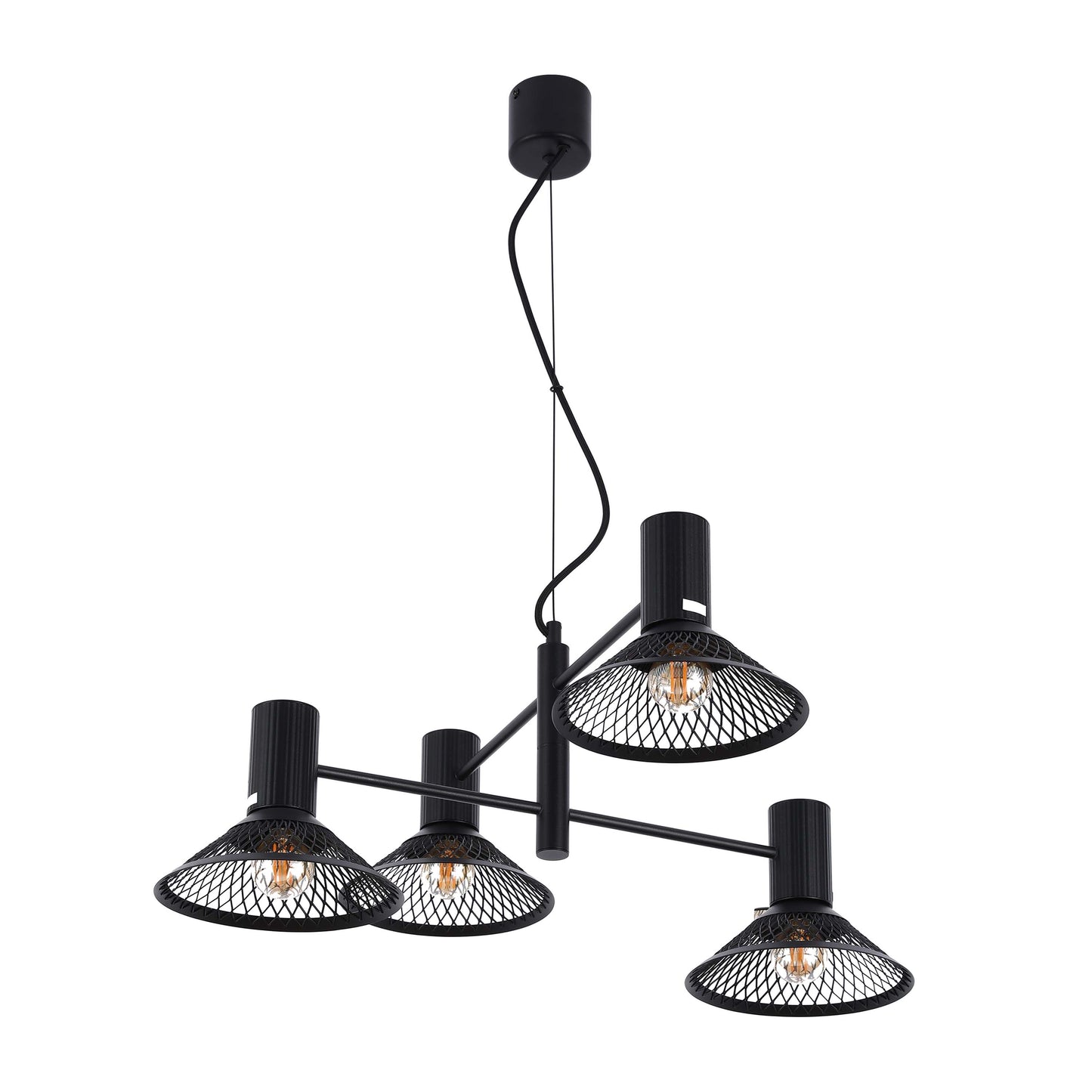 Modern Matte Black Disc Shade Pendant Light, 1 to 8-Light E14