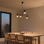 Modern Matte Black Disc Shade Pendant Light, 1 to 8-Light E14