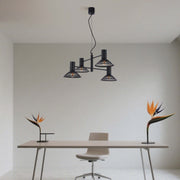 Modern Matte Black Disc Shade Pendant Light, 1 to 8-Light E14