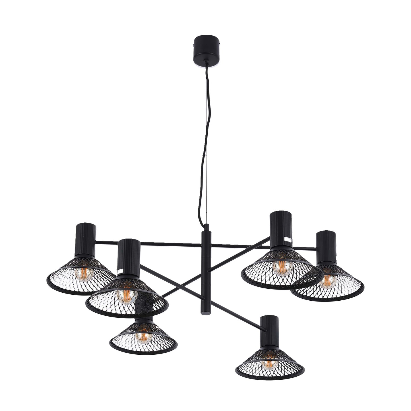 Modern Matte Black Disc Shade Pendant Light, 1 to 8-Light E14
