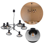 Modern Matte Black Disc Shade Pendant Light, 1 to 8-Light E14