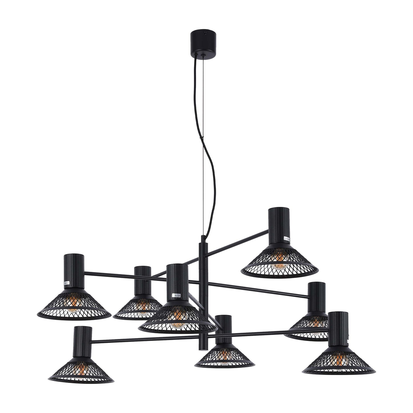 Modern Matte Black Disc Shade Pendant Light, 1 to 8-Light E14