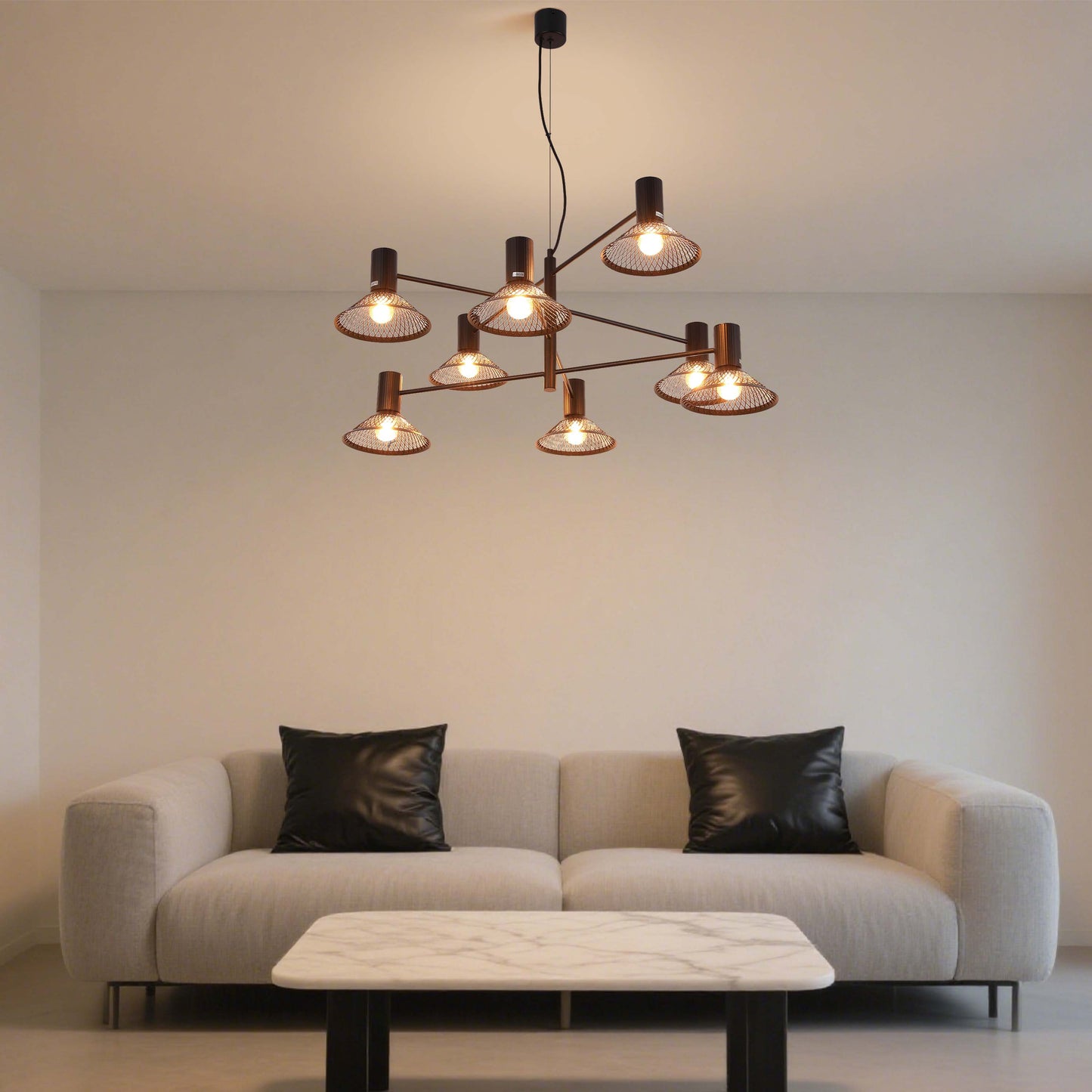 Modern Matte Black Disc Shade Pendant Light, 1 to 8-Light E14