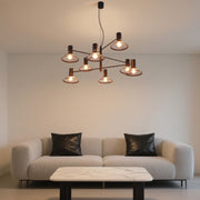 Modern Matte Black Disc Shade Pendant Light, 1 to 8-Light E14