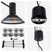Modern Matte Black Disc Shade Pendant Light, 1 to 8-Light E14