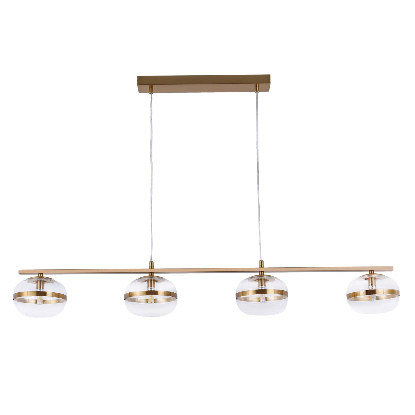 Luxury Brass & Clear Ribbed Glass Pendant Light, G9 Dimmable