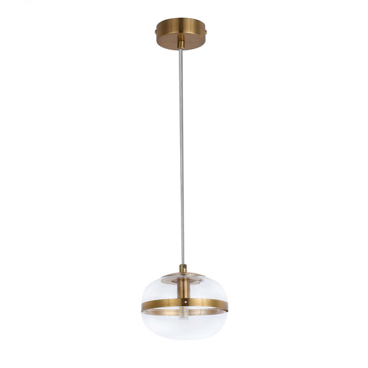 Luxury Brass & Clear Ribbed Glass Pendant Light, G9 Dimmable
