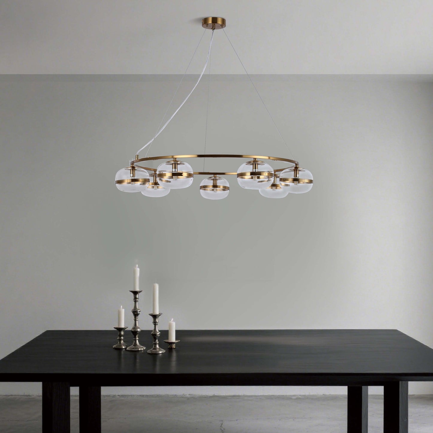 Luxury Brass & Clear Ribbed Glass Pendant Light, G9 Dimmable