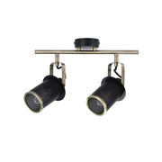 Industrial Black & Antique Brass Mesh Ceiling Spotlight Bar, E14