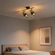 Industrial Black & Antique Brass Mesh Ceiling Spotlight Bar, E14