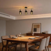 Industrial Black & Antique Brass Mesh Ceiling Spotlight Bar, E14
