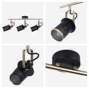 Industrial Black & Antique Brass Mesh Ceiling Spotlight Bar, E14