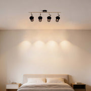 Industrial Black & Antique Brass Mesh Ceiling Spotlight Bar, E14