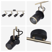 Industrial Black & Antique Brass Mesh Ceiling Spotlight Bar, E14