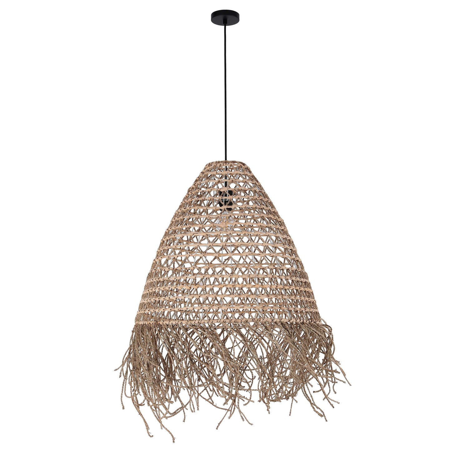 Natural Woven Bamboo & Seagrass Pendant Light, 1x E27