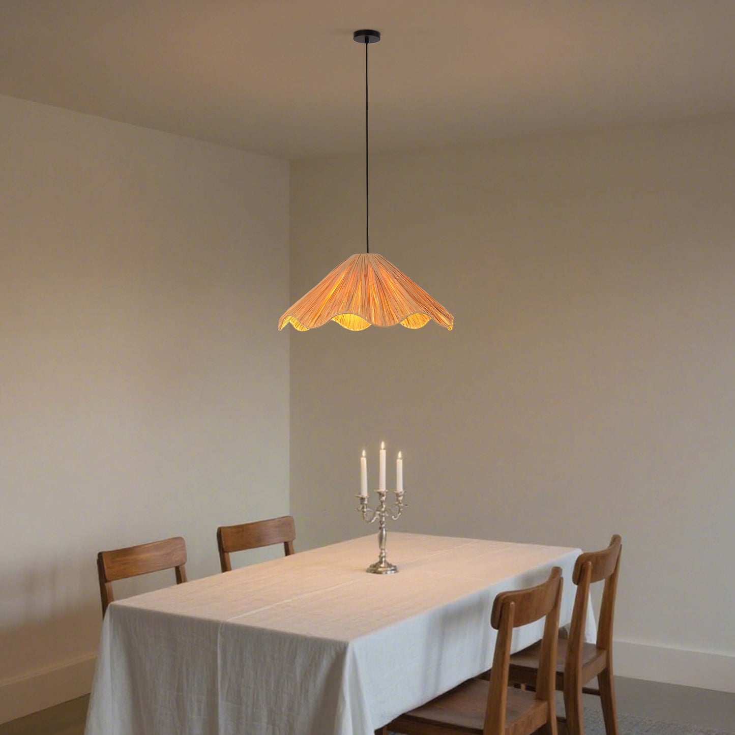 Natural Raffia Paper Woven Pendant Light, 1x E27