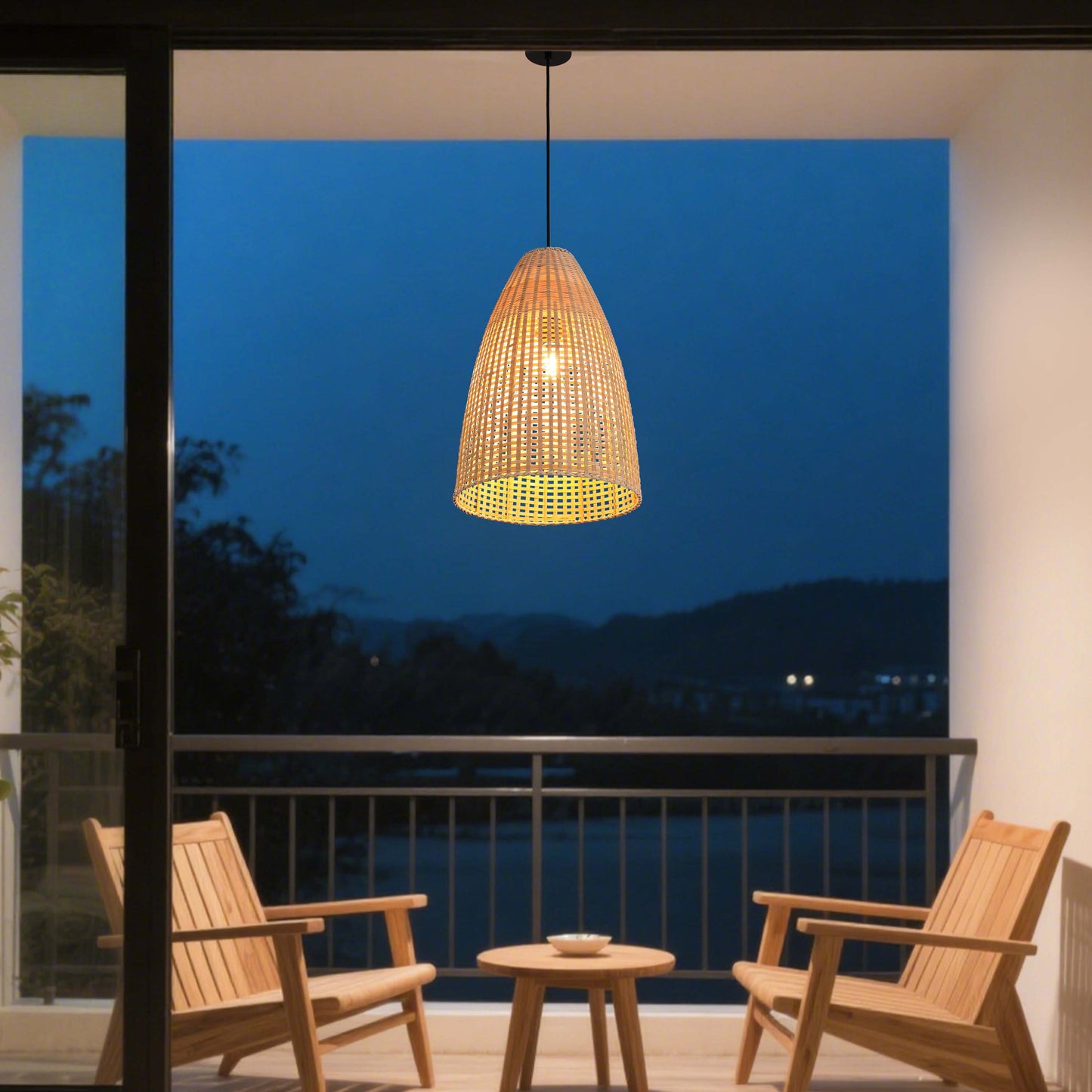 Natural Woven Bamboo & Seagrass Pendant Light, 1x E27