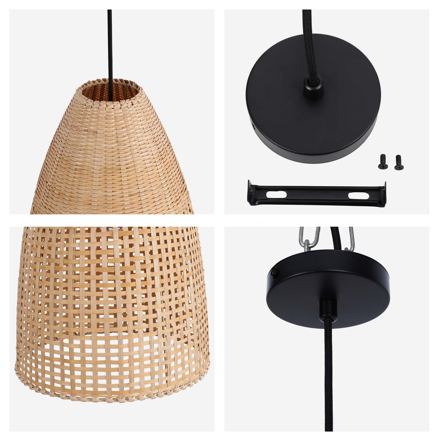 Natural Woven Bamboo & Seagrass Pendant Light, 1x E27