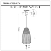 Natural Woven Bamboo & Seagrass Pendant Light, 1x E27
