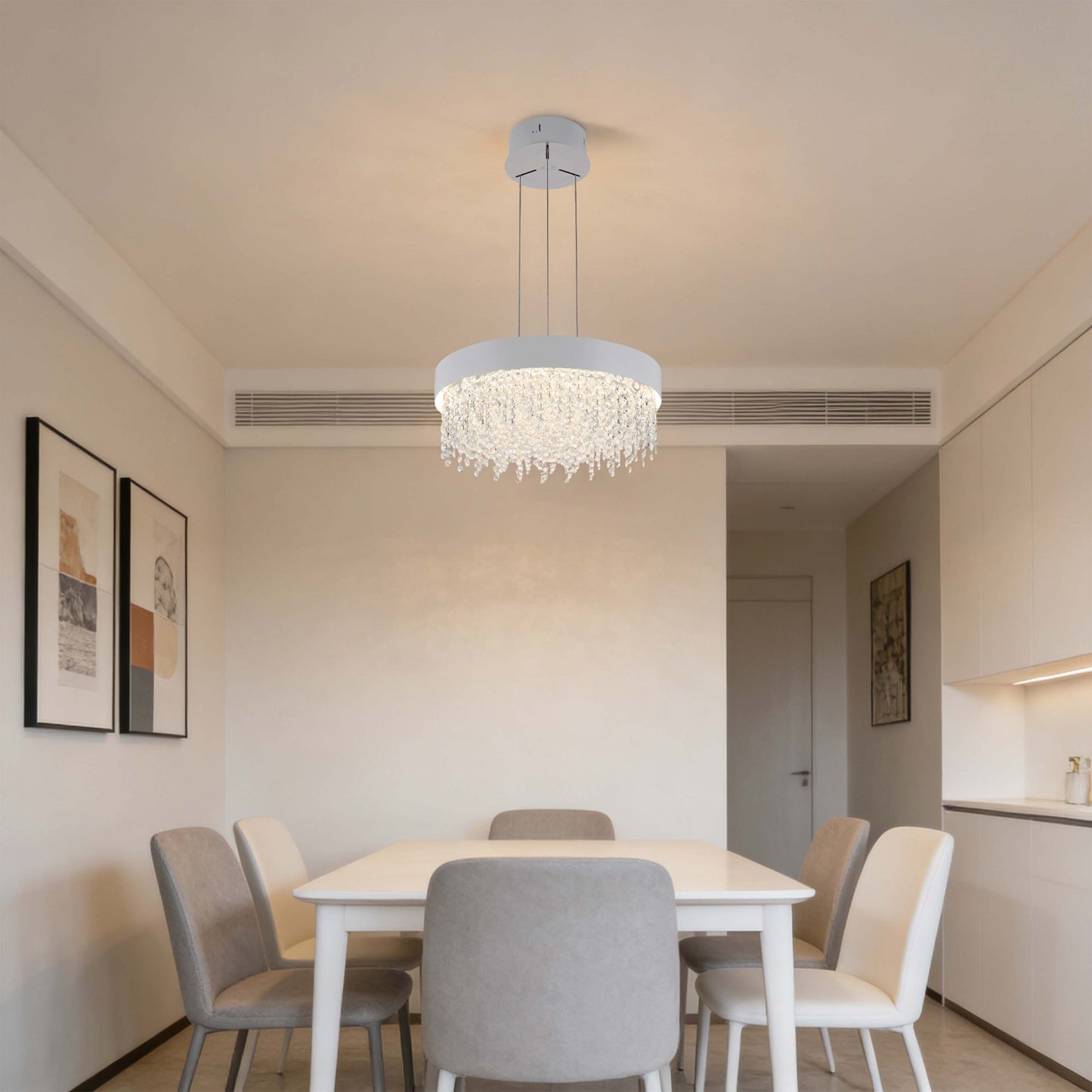 Premium Modern Crystal LED Chandelier, Dimmable with 2.4G Remote, 3CCT