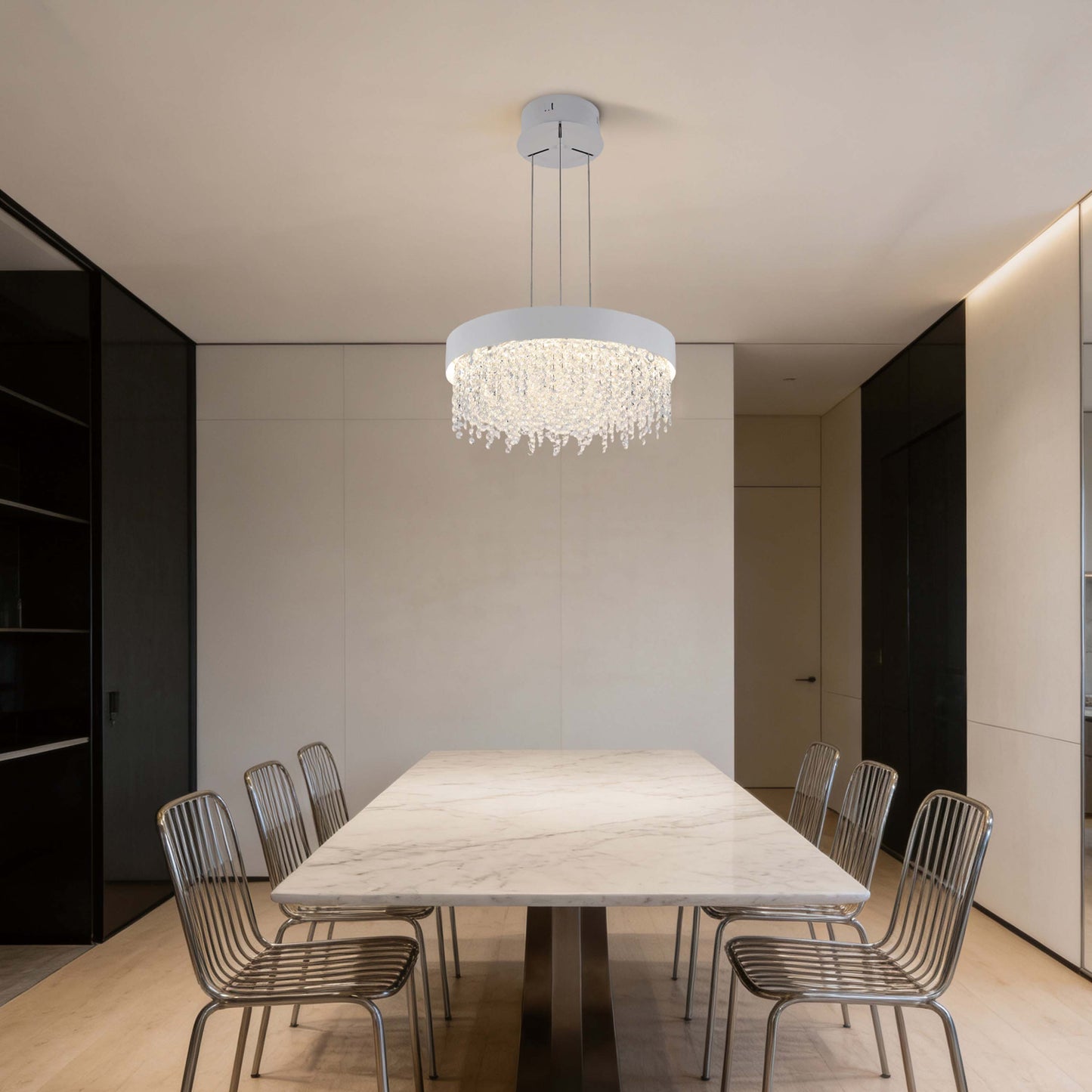 Premium Modern Crystal LED Chandelier, Dimmable with 2.4G Remote, 3CCT