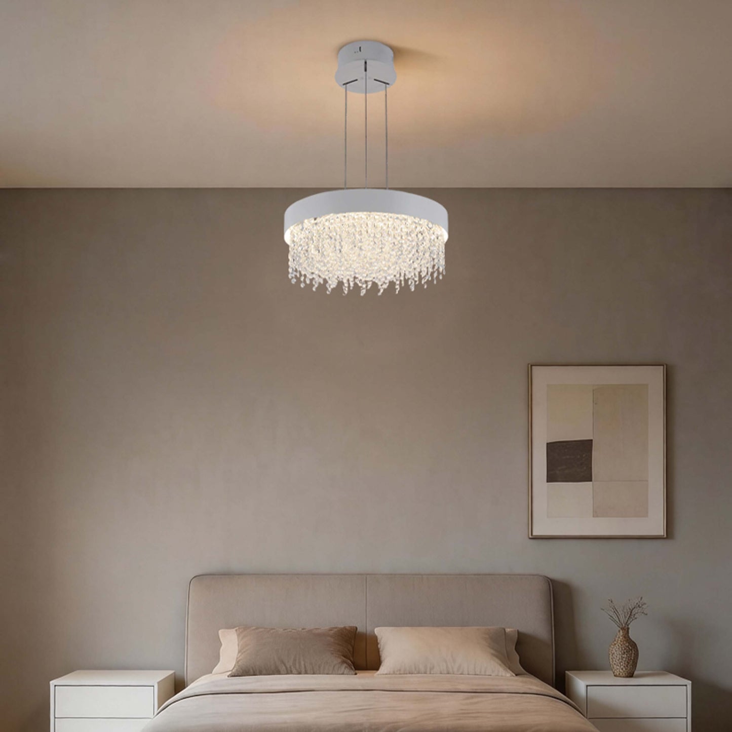 Premium Modern Crystal LED Chandelier, Dimmable with 2.4G Remote, 3CCT