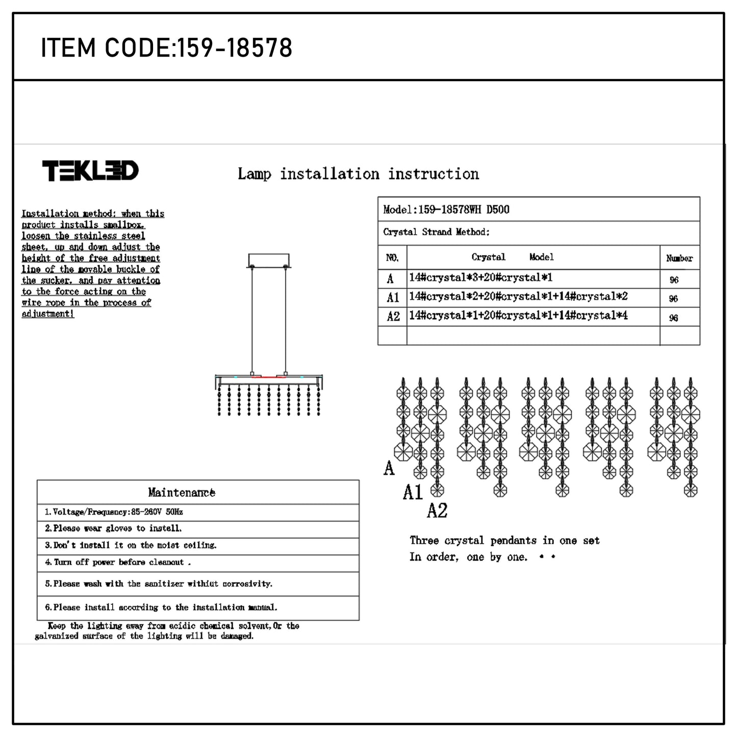 Premium Modern Crystal LED Chandelier, Dimmable with 2.4G Remote, 3CCT