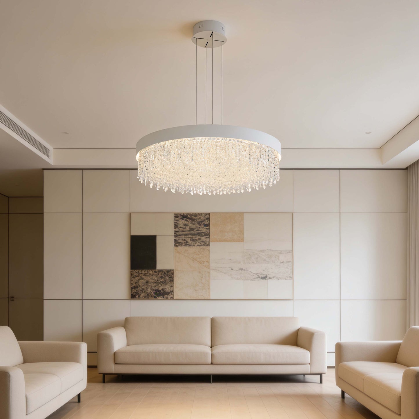 Premium Modern Crystal LED Chandelier, Dimmable with 2.4G Remote, 3CCT