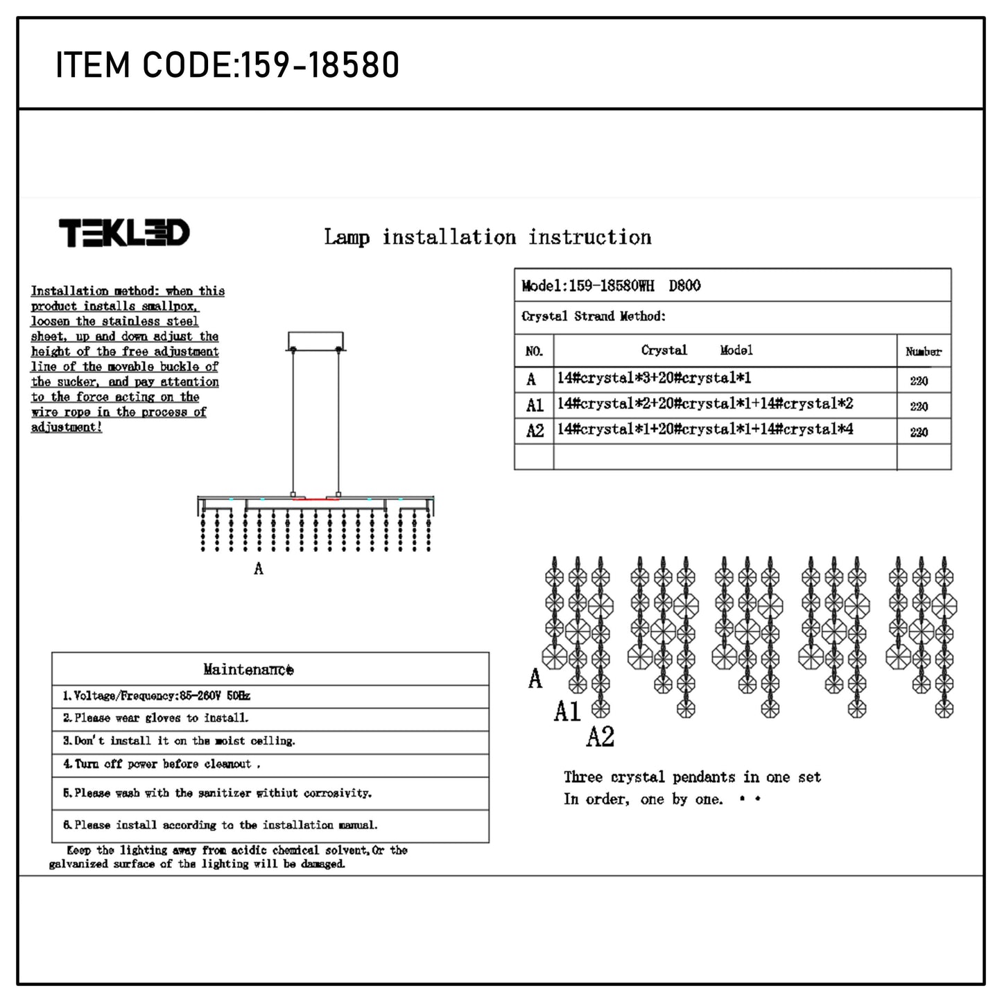 Premium Modern Crystal LED Chandelier, Dimmable with 2.4G Remote, 3CCT