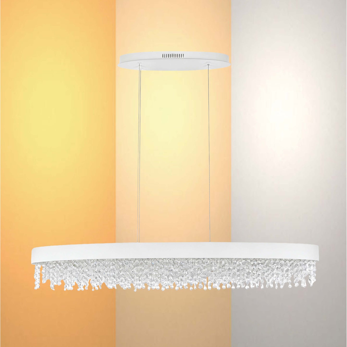 Premium Modern Crystal LED Chandelier, Dimmable with 2.4G Remote, 3CCT