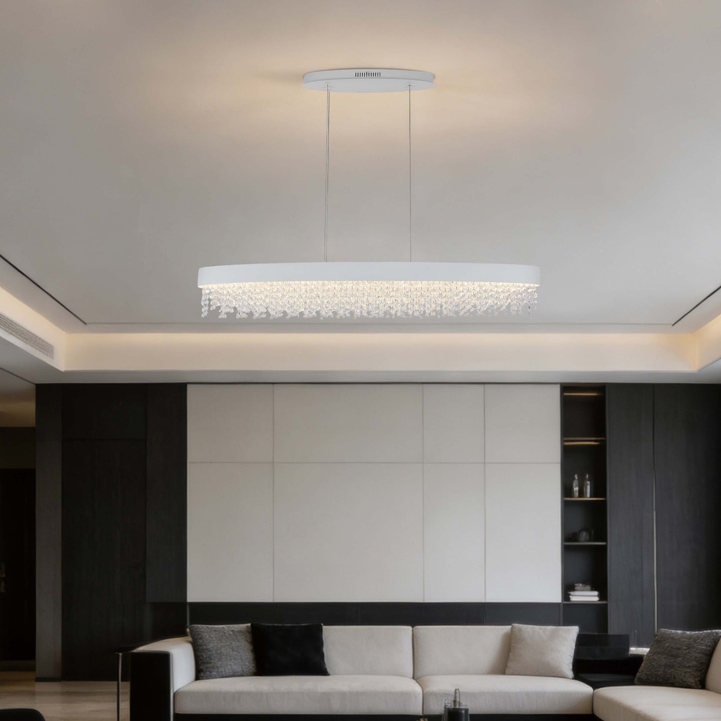 Premium Modern Crystal LED Chandelier, Dimmable with 2.4G Remote, 3CCT