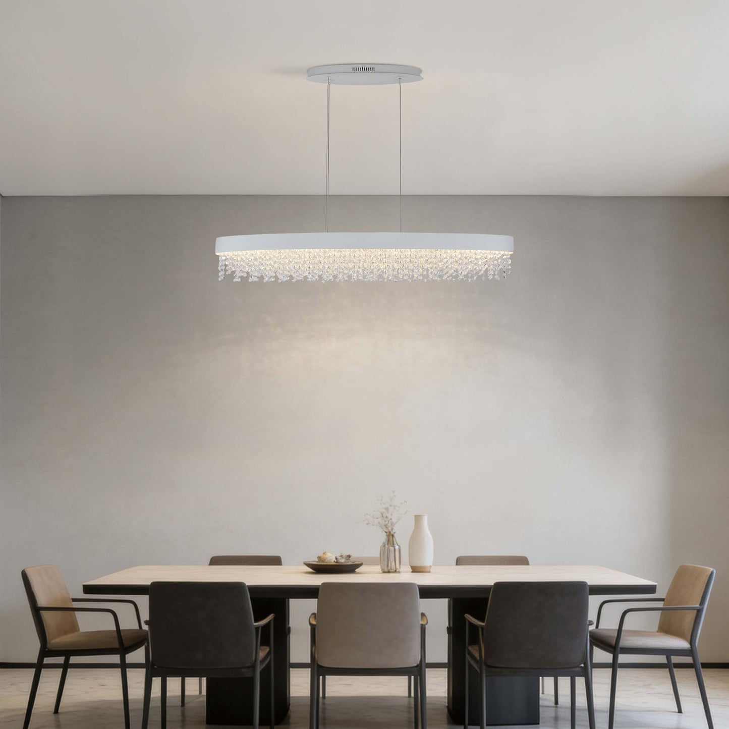 Premium Modern Crystal LED Chandelier, Dimmable with 2.4G Remote, 3CCT