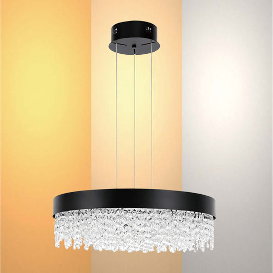 Premium Modern Crystal LED Chandelier, Dimmable with 2.4G Remote, 3CCT