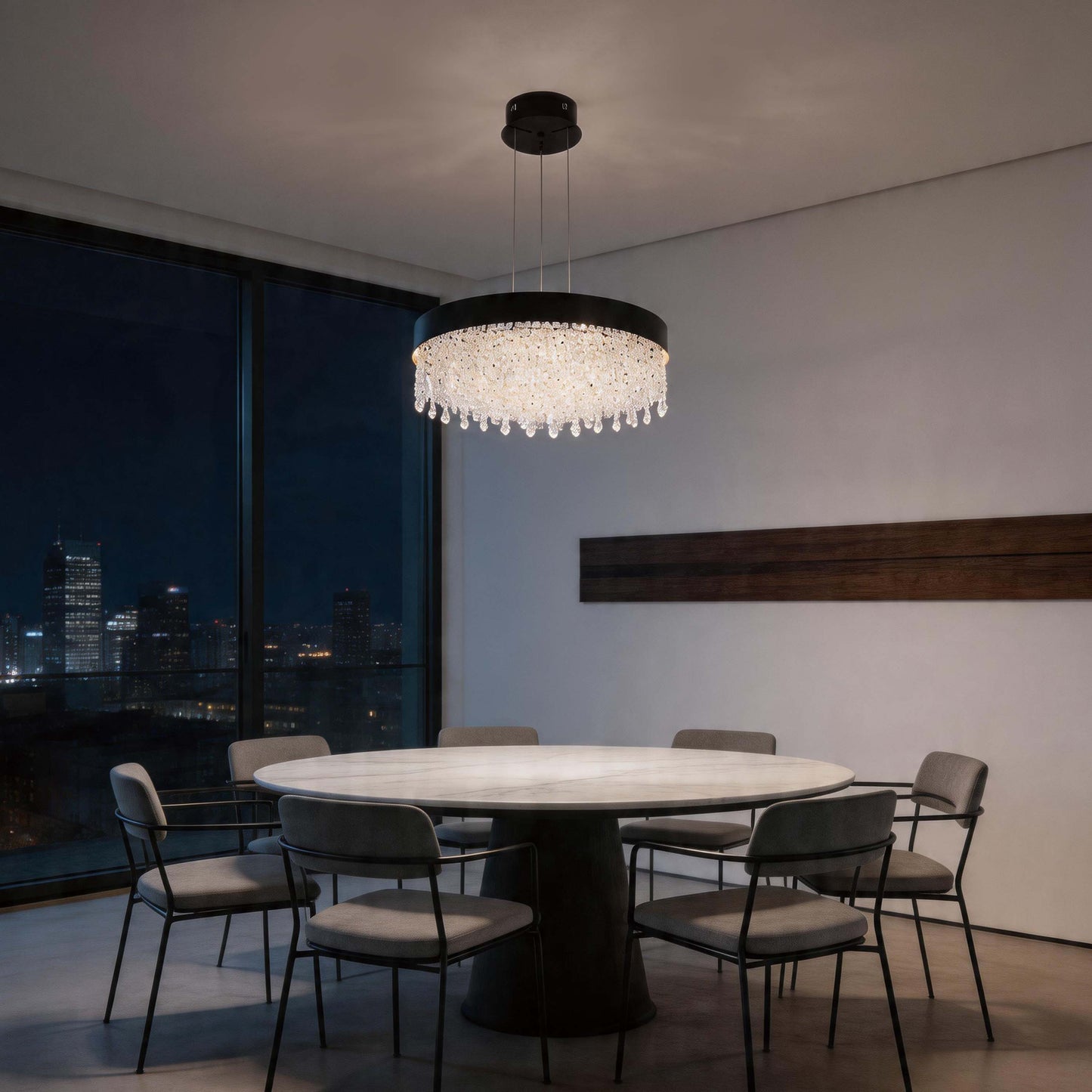 Premium Modern Crystal LED Chandelier, Dimmable with 2.4G Remote, 3CCT