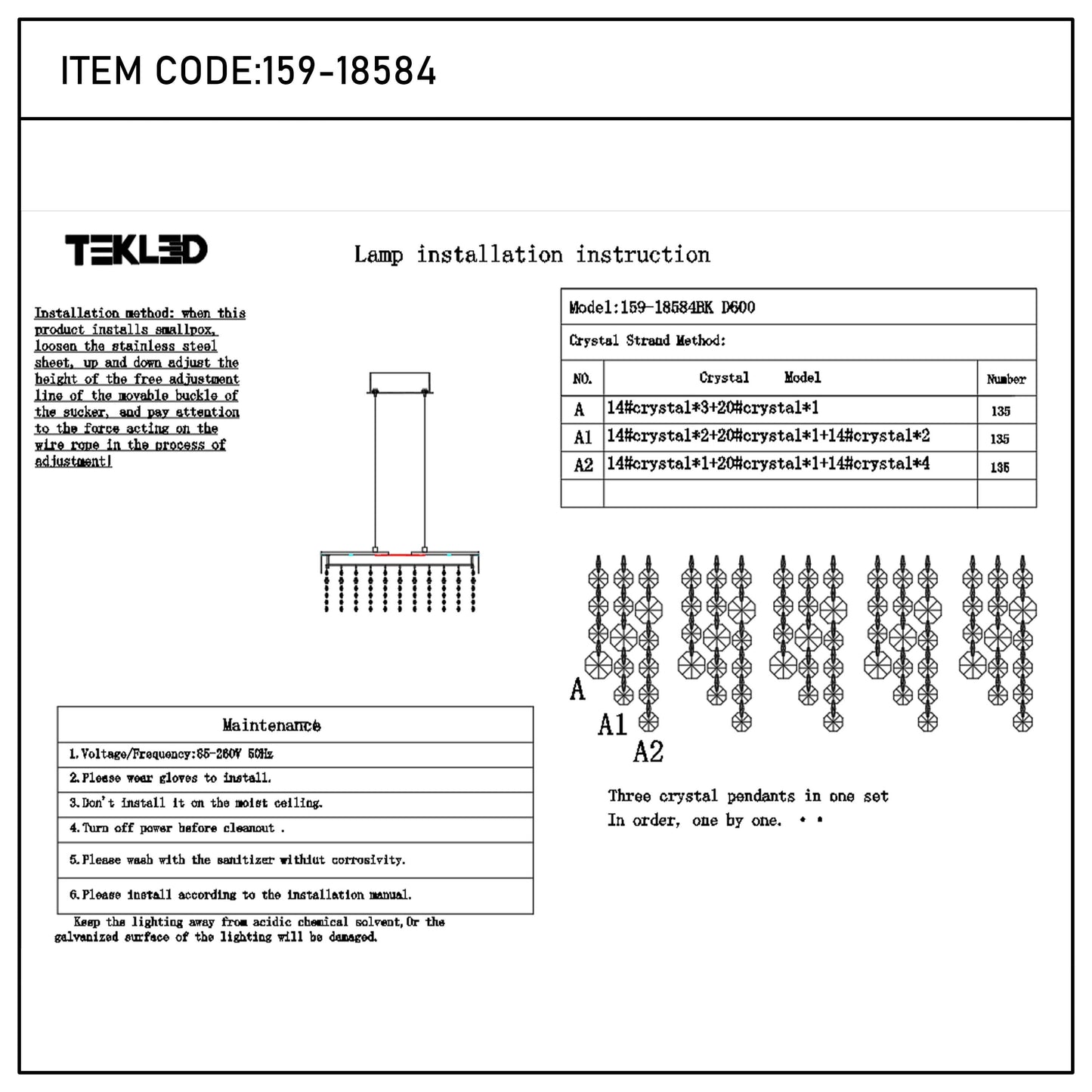 Premium Modern Crystal LED Chandelier, Dimmable with 2.4G Remote, 3CCT