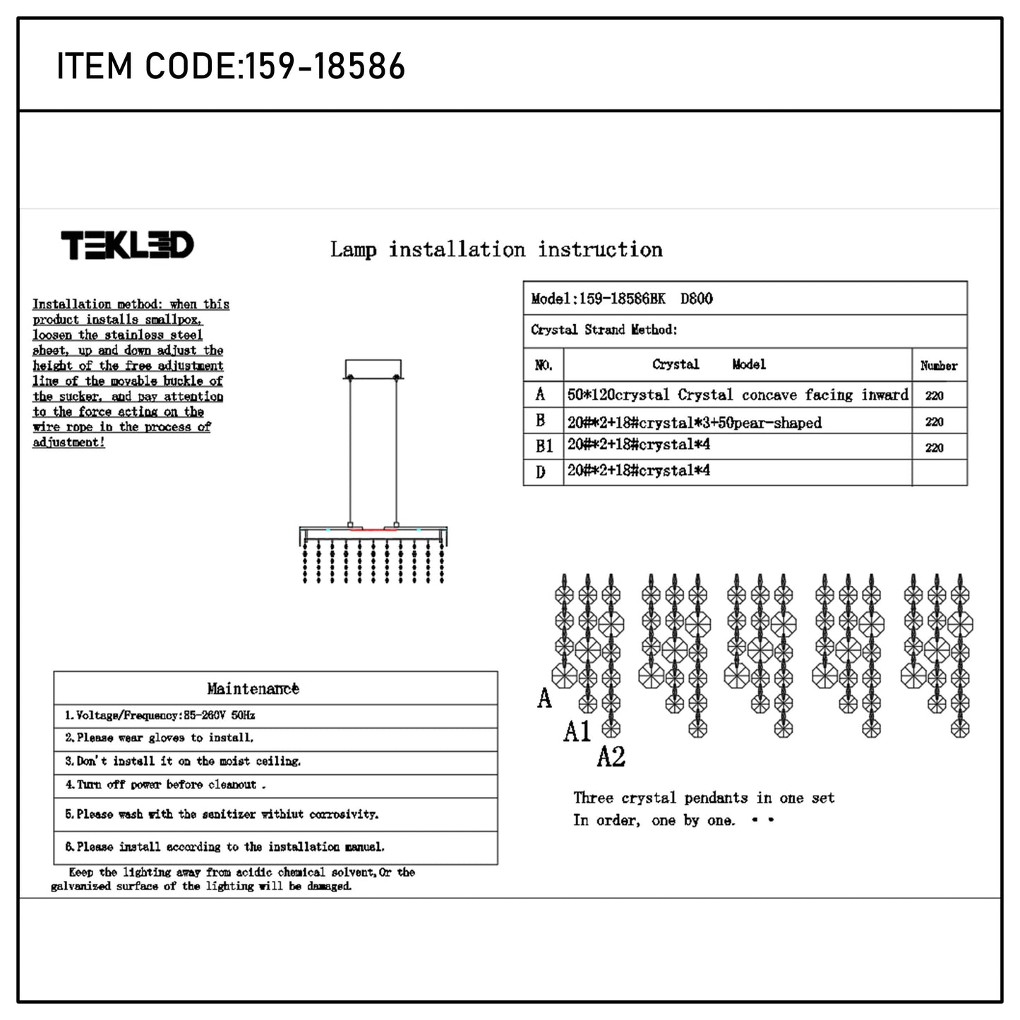 Premium Modern Crystal LED Chandelier, Dimmable with 2.4G Remote, 3CCT