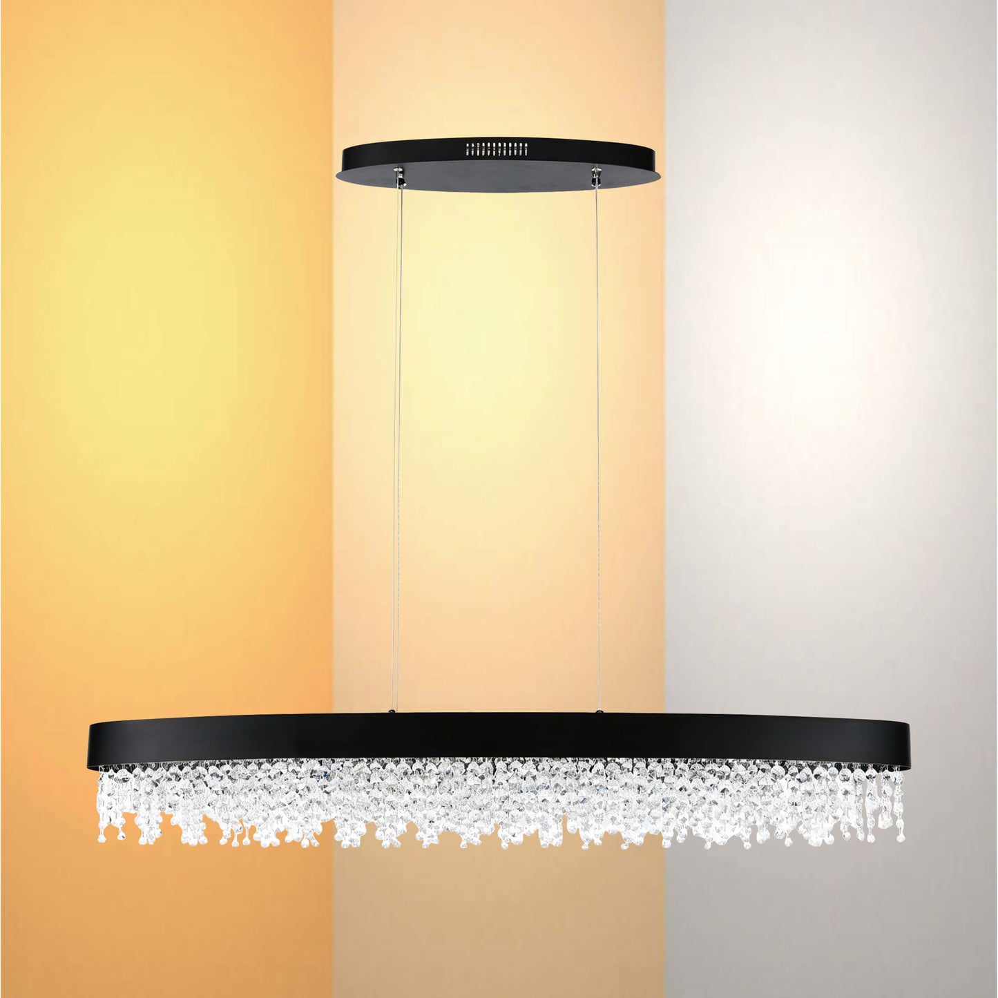 Premium Modern Crystal LED Chandelier, Dimmable with 2.4G Remote, 3CCT