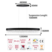 Premium Modern Crystal LED Chandelier, Dimmable with 2.4G Remote, 3CCT