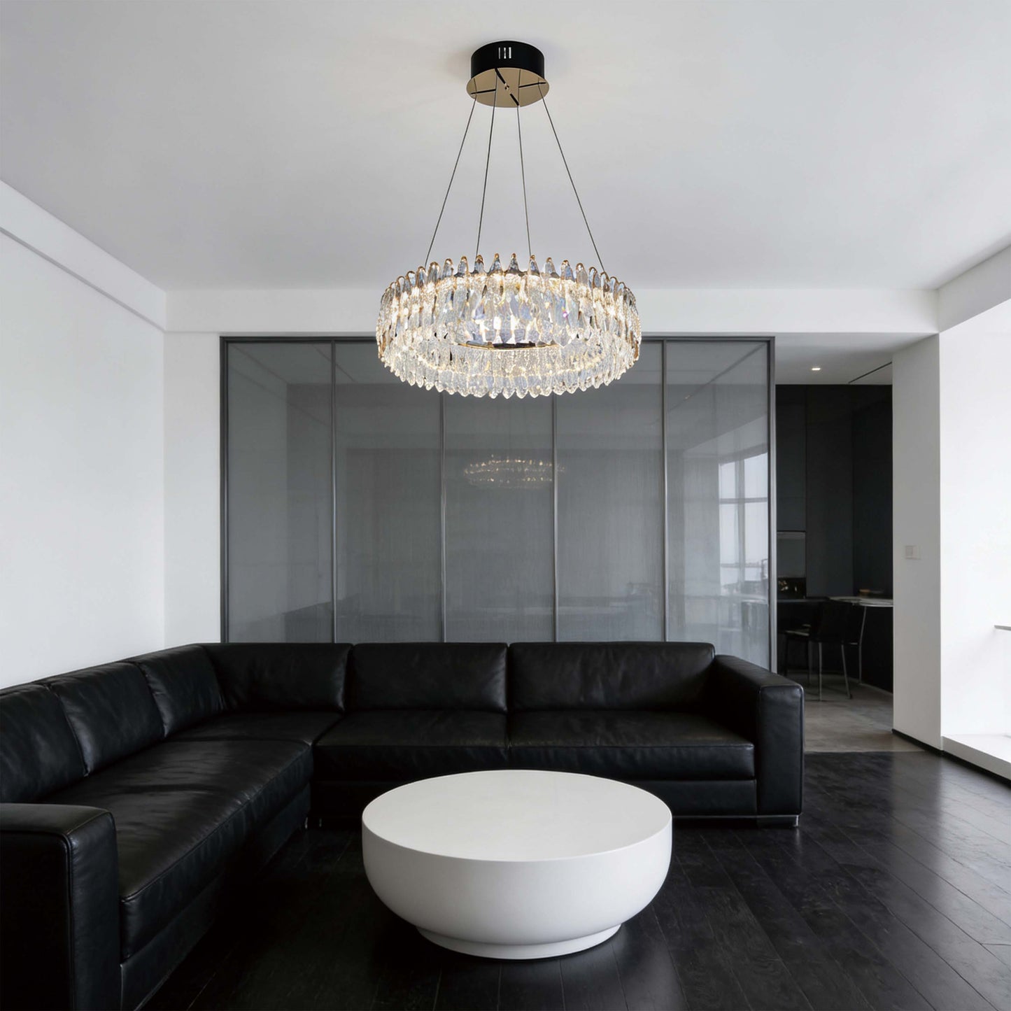 Premium Gold Crystal LED Chandelier, Dimmable with 2.4G Remote, 3CCT