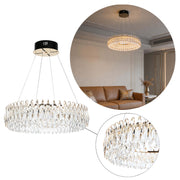 Premium Gold Crystal LED Chandelier, Dimmable with 2.4G Remote, 3CCT