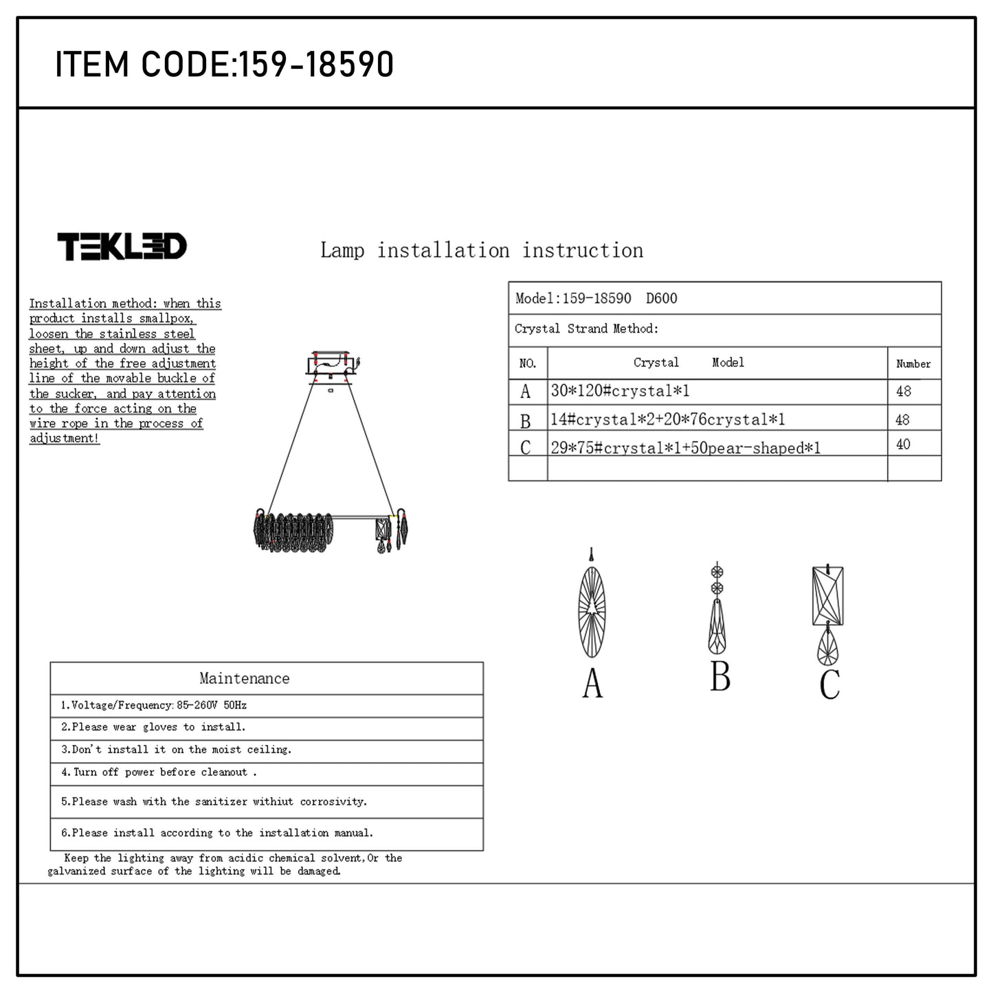 Premium Gold Crystal LED Chandelier, Dimmable with 2.4G Remote, 3CCT