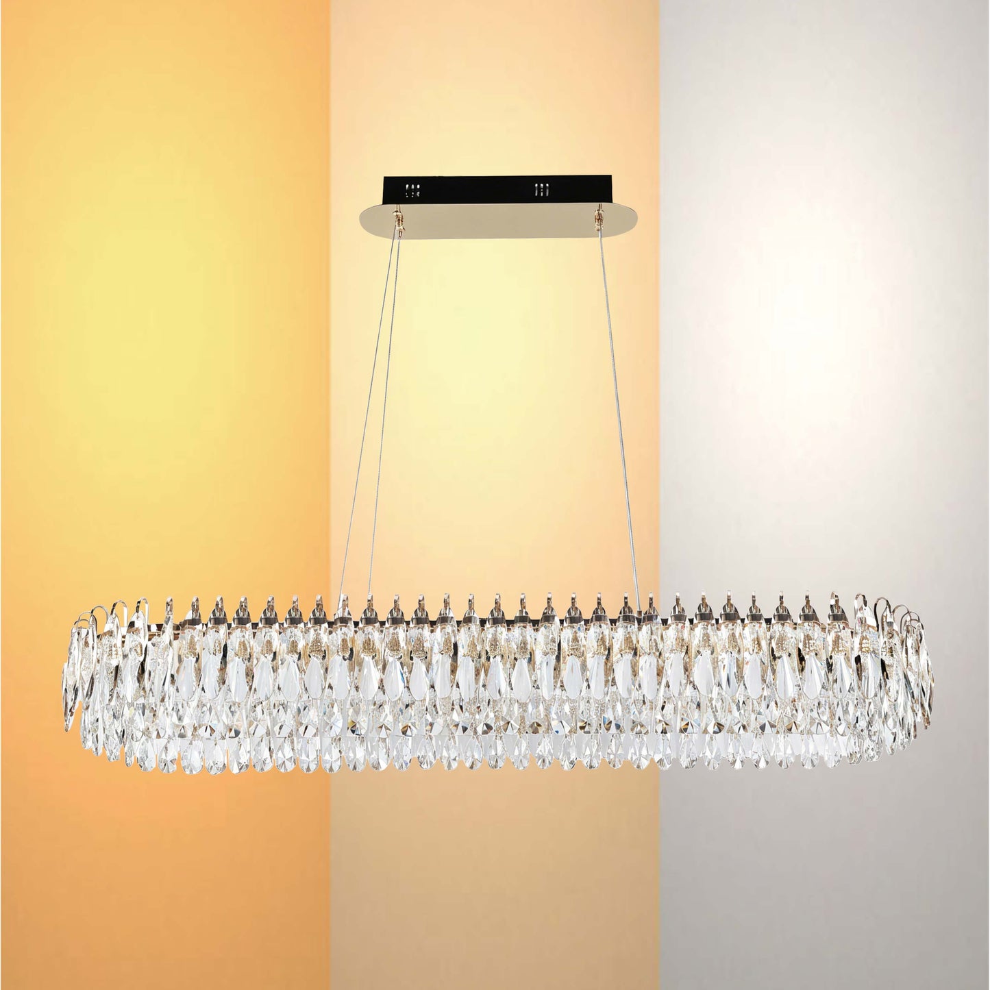 Premium Gold Crystal LED Chandelier, Dimmable with 2.4G Remote, 3CCT