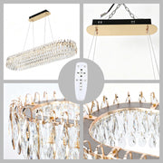 Premium Gold Crystal LED Chandelier, Dimmable with 2.4G Remote, 3CCT