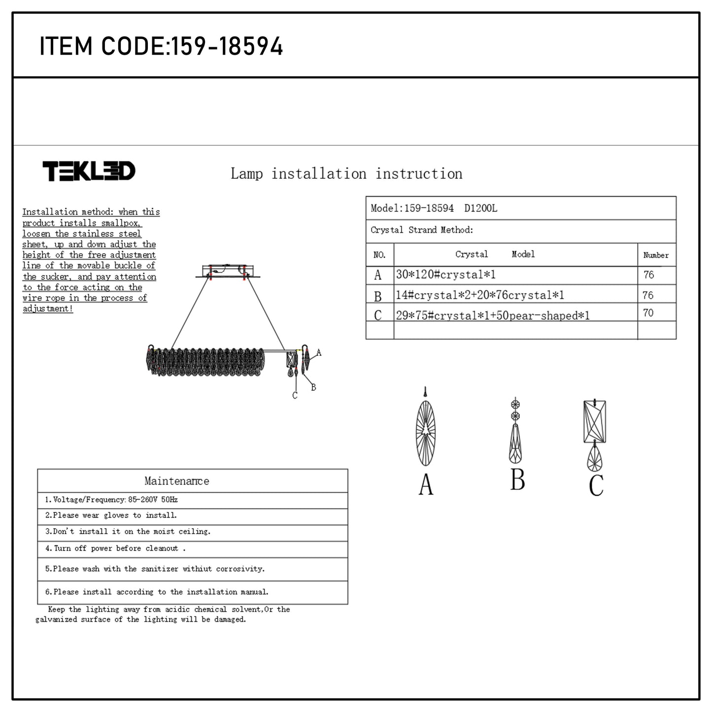 Premium Gold Crystal LED Chandelier, Dimmable with 2.4G Remote, 3CCT