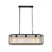 Industrial Black & Gold Linear Mesh Cage Pendant Light, 3 / 5 Light E27