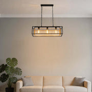Industrial Black & Gold Linear Mesh Cage Pendant Light, 3 / 5 Light E27