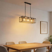 Industrial Black & Gold Linear Mesh Cage Pendant Light, 3 / 5 Light E27