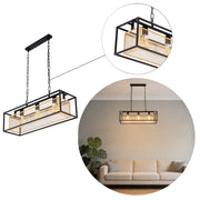 Industrial Black & Gold Linear Mesh Cage Pendant Light, 3 / 5 Light E27