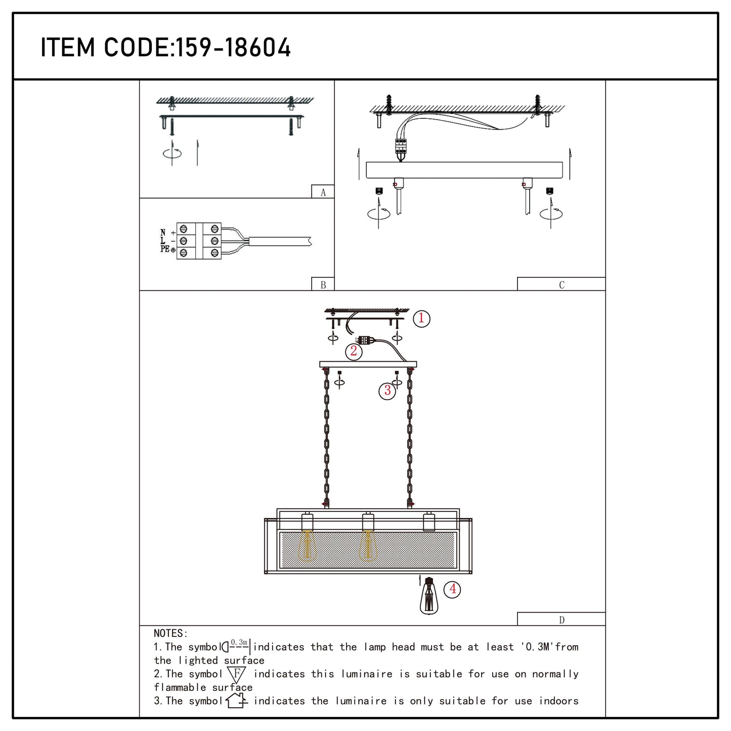 Industrial Black & Gold Linear Mesh Cage Pendant Light, 3 / 5 Light E27